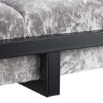 Banca eleganta cu husa din catifea, cadru metal negru, gri/negru,  47 x 80 x 40 cm - imagine 3