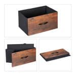 Noptiera cu 2 sertare textile si raft, design vintage, MDF, 70 x 45 x 40 cm - imagine 4