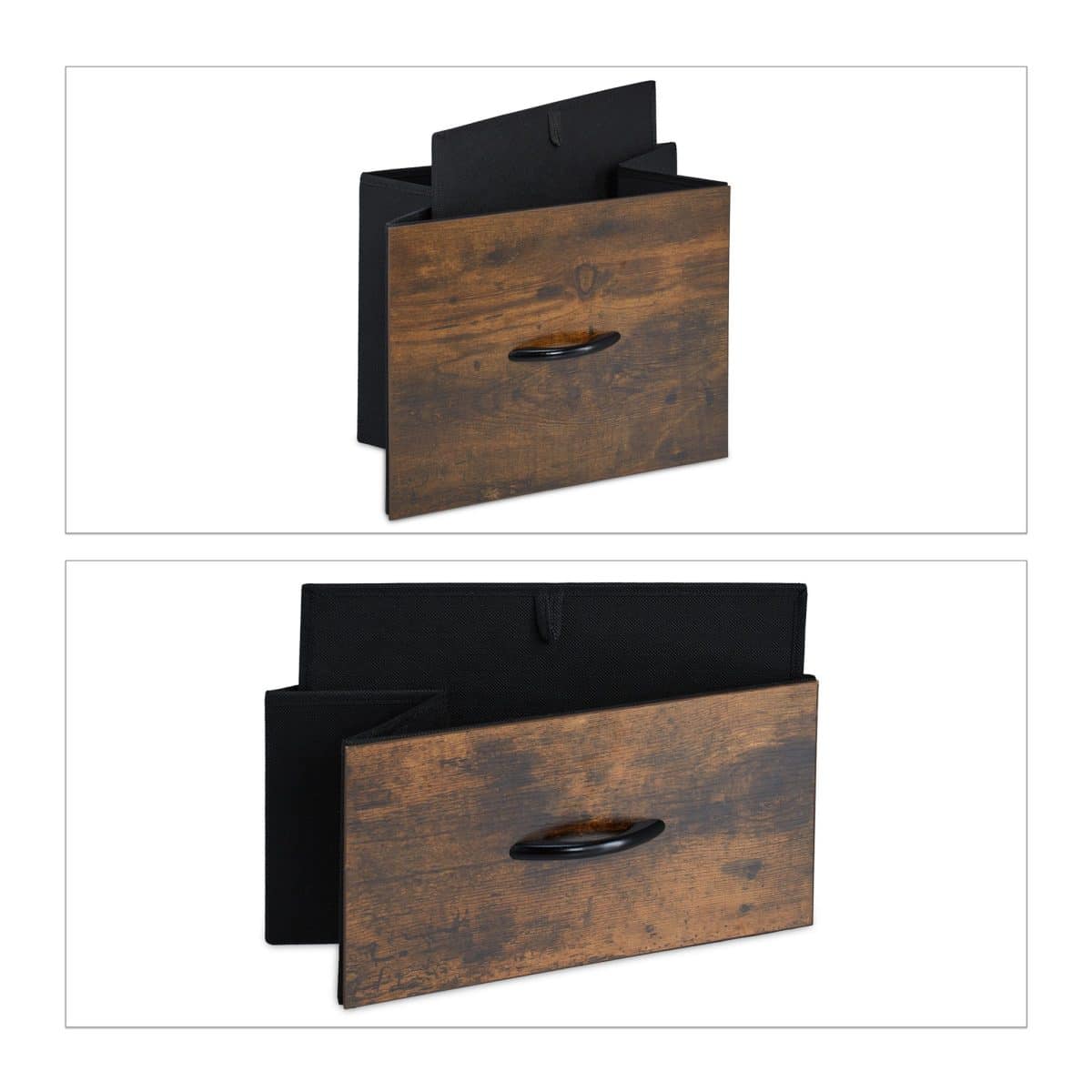 Comoda cu 5 sertare si raft deschis, design vintage, maro, MDF, cadru otel, 87 x 84 x 32 cm - imagine 3