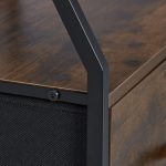 Comoda cu 4 sertare textile si rafturi, design vintage, maro, MDF, cadru metal, 96,5 x 60 x 41,5 cm - imagine 2