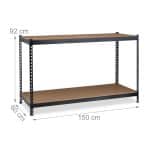 Banc de lucru, 2 nivele, sustine 150 kg/nivel, negru, 92 x 150 x 60 cm - imagine 4
