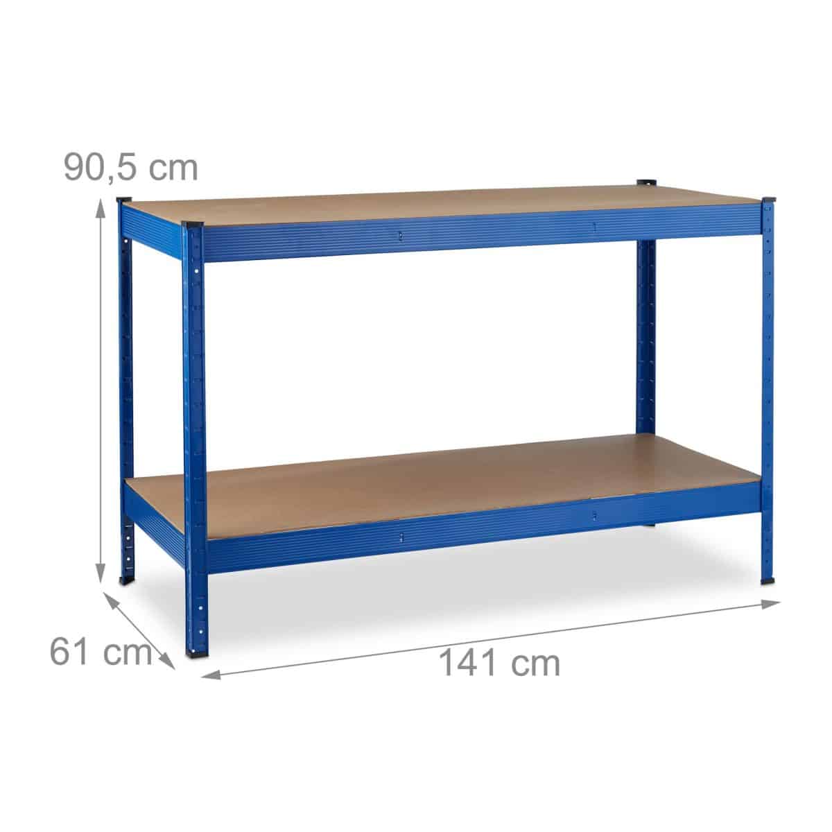 Banc de lucru, 2 nivele, sustine 300 kg/nivel, albastru, 90,5 x 141 x 61 cm - imagine 4