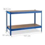 Banc de lucru, 2 nivele, sustine 300 kg/nivel, albastru, 90,5 x 141 x 61 cm - imagine 4