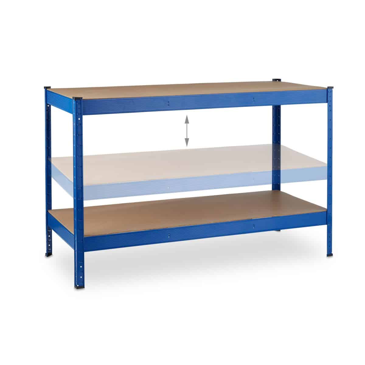 Banc de lucru, 2 nivele, sustine 300 kg/nivel, albastru, 90,5 x 141 x 61 cm - imagine 8