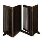 Gard protectie/blocare acces, cu usa, MDF, maro, 92 x 207 x 30 cm