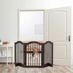 Gard protectie/blocare acces din MDF, cu usa, maro, 70 x 154 x 30 cm - imagine 6