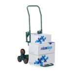 Carucior marfa pentru trepte, capacitate incarcare 150 kg, maner reglabil pe inaltime, verde, Relaxdays