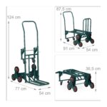 Carucior marfa pentru trepte, capacitate incarcare 150 kg, maner reglabil pe inaltime, verde, Relaxdays - imagine 4