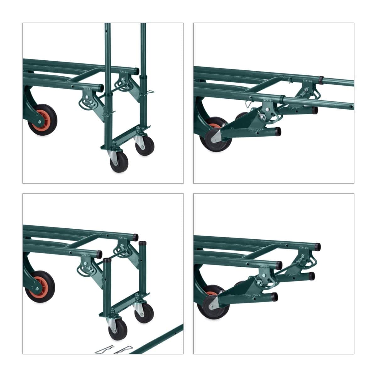 Carucior marfa pentru trepte, capacitate incarcare 150 kg, maner reglabil pe inaltime, verde, Relaxdays - imagine 9