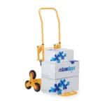 Carucior marfa pentru trepte, capacitate incarcare 150 kg, maner reglabil pe inaltime, galben, Relaxdays