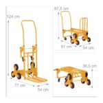 Carucior marfa pentru trepte, capacitate incarcare 150 kg, maner reglabil pe inaltime, galben, Relaxdays - imagine 4