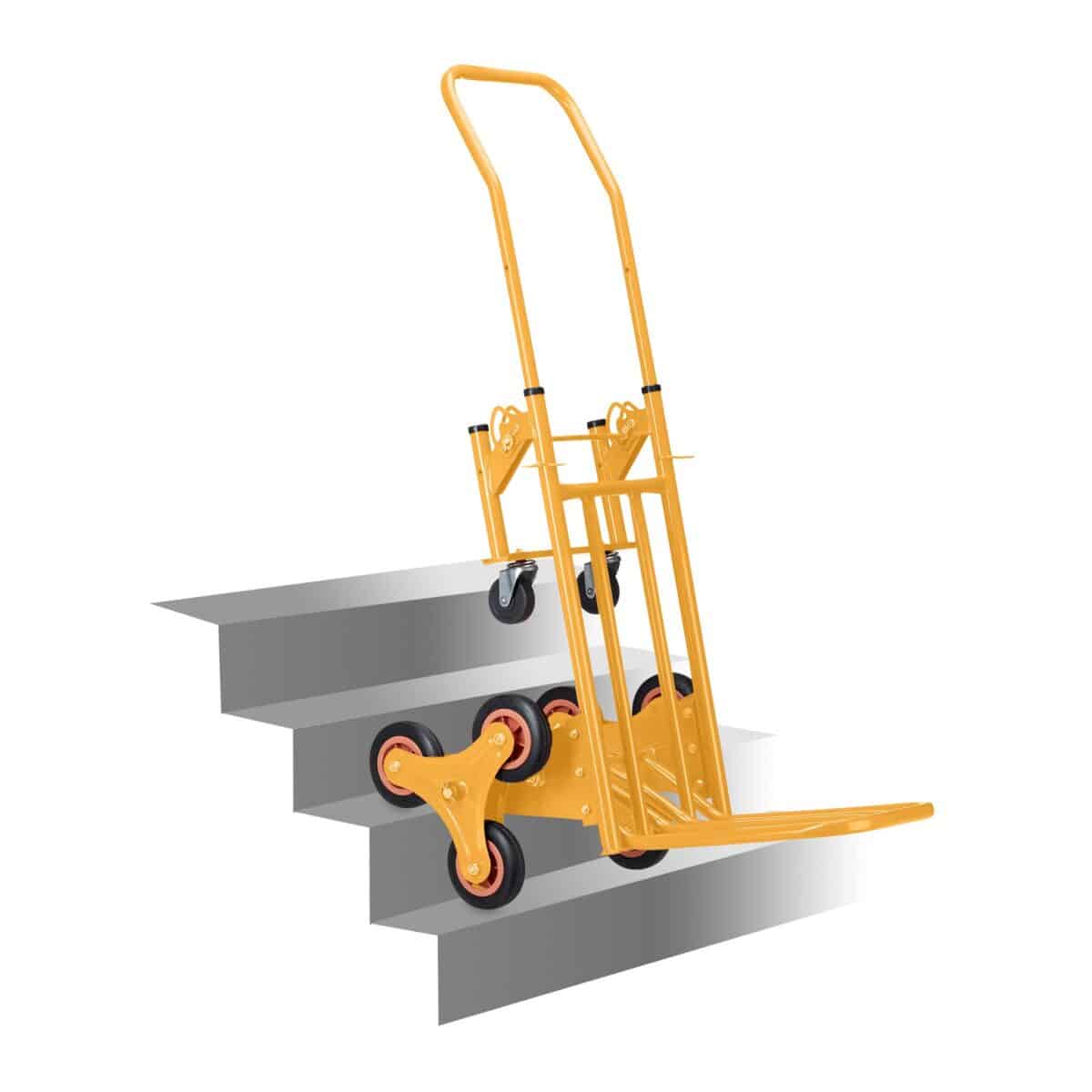 Carucior marfa pentru trepte, capacitate incarcare 150 kg, maner reglabil pe inaltime, galben, Relaxdays - imagine 6