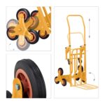 Carucior marfa pentru trepte, capacitate incarcare 150 kg, maner reglabil pe inaltime, galben, Relaxdays - imagine 8
