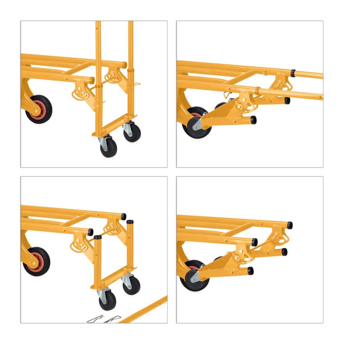 Carucior marfa pentru trepte, capacitate incarcare 150 kg, maner reglabil pe inaltime, galben, Relaxdays - imagine 9