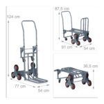 Carucior marfa pentru trepte, capacitate incarcare 150 kg, maner reglabil pe inaltime, gri, Relaxdays - imagine 4