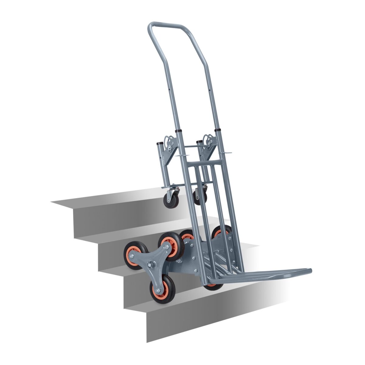 Carucior marfa pentru trepte, capacitate incarcare 150 kg, maner reglabil pe inaltime, gri, Relaxdays - imagine 6