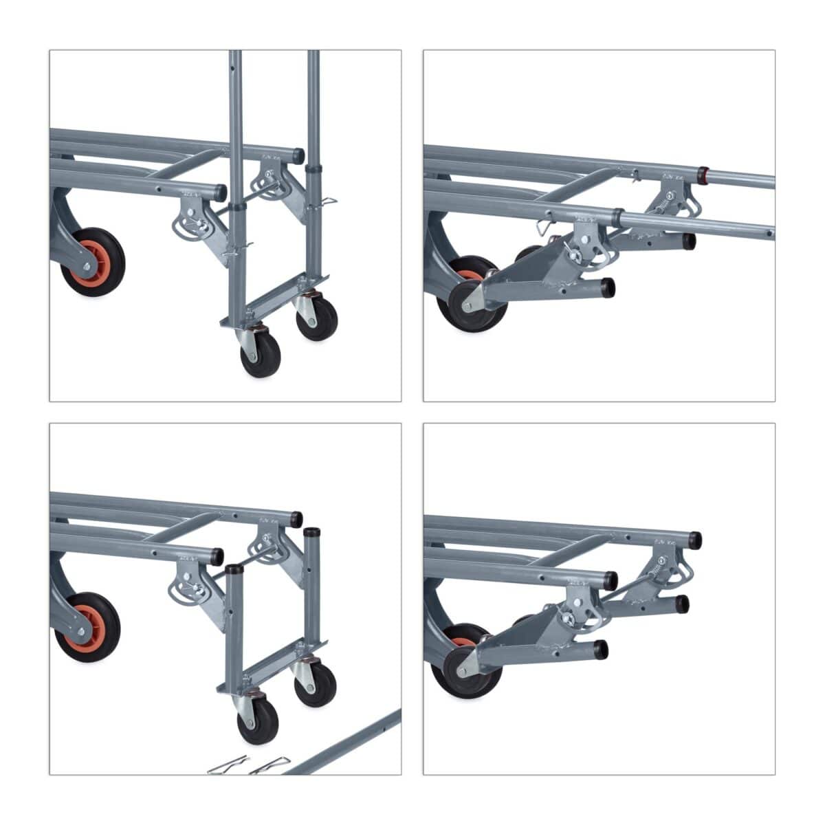 Carucior marfa pentru trepte, capacitate incarcare 150 kg, maner reglabil pe inaltime, gri, Relaxdays - imagine 9