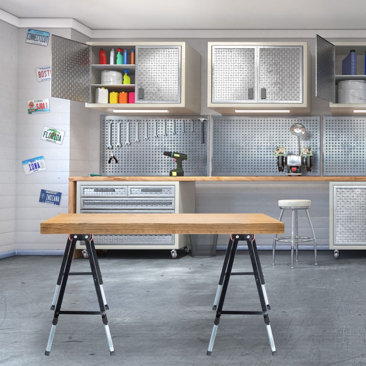 Set 2 staliere, pliabile, reglabile pe 12 inaltimi, capacitate 150kg, Relaxdays - imagine 2