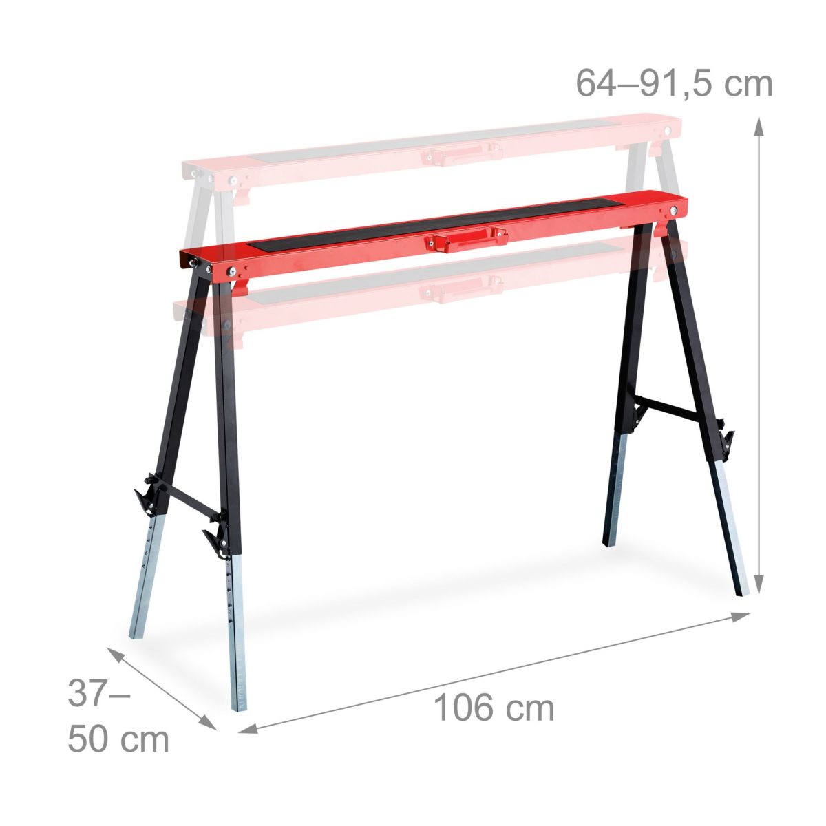 Set 2 staliere, pliabile, reglabile pe 12 inaltimi, capacitate 150kg, Relaxdays - imagine 4