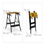 Banc de lucru, multifunctional, pliabil, suport ustensile, 75,5 x 56,5 x 62 cm - imagine 4