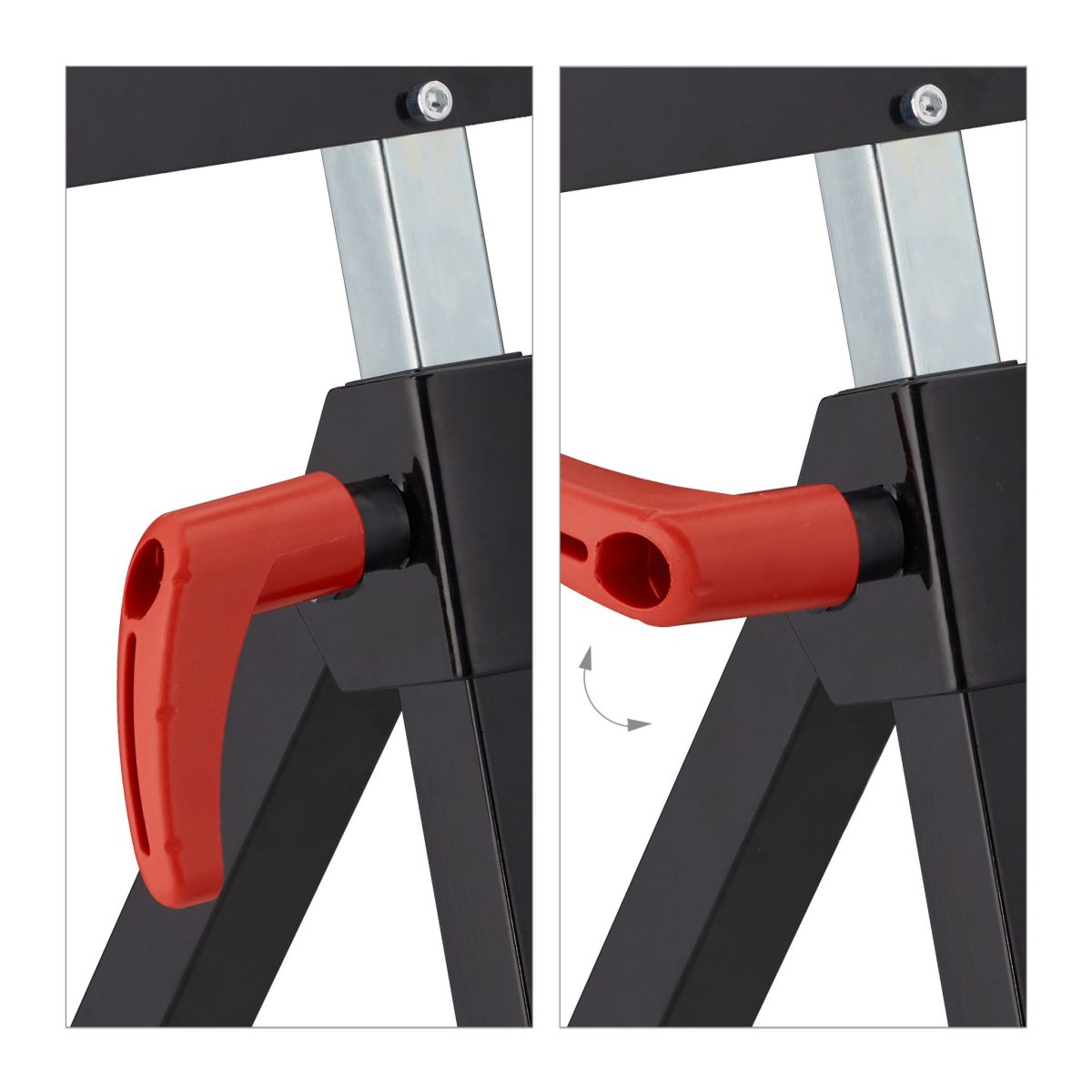 Stalier cu role, pliabil, inaltime reglabila 67 - 110 cm, capacitate 60 kg, Relaxdays - imagine 8