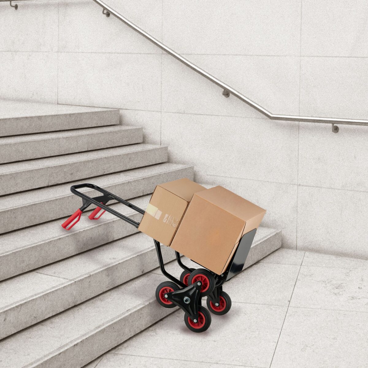 Carucior marfa pentru trepte, capacitate de incarcare 200 kg, maner reglabil pe inaltime, Relaxdays - imagine 2