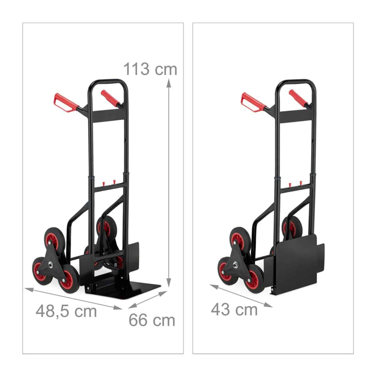 Carucior marfa pentru trepte, capacitate de incarcare 200 kg, maner reglabil pe inaltime, Relaxdays - imagine 4