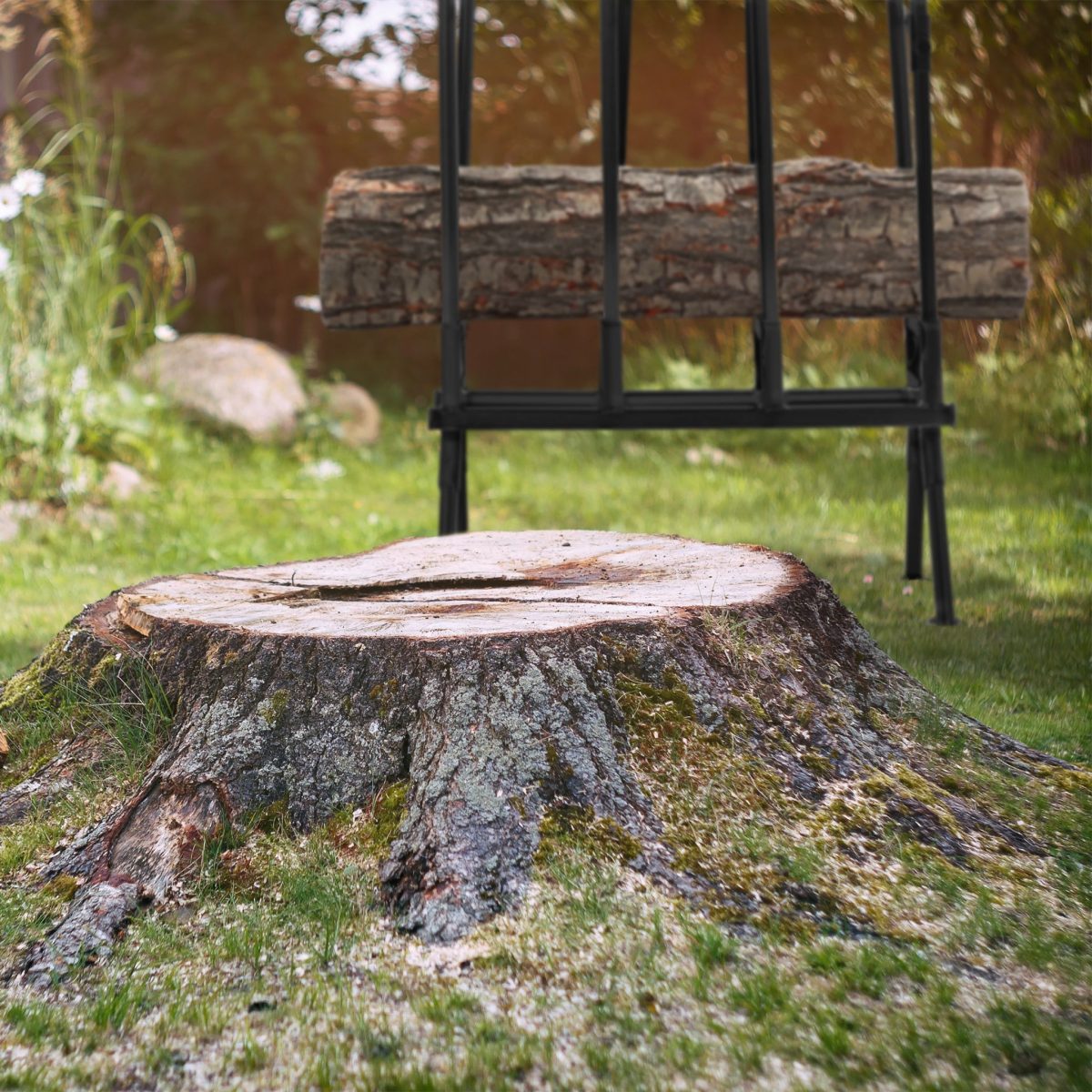 Suport pentru taierea lemnelor, sistem blocare, sustine 220 kg, 112 x 77,5 x 50 cm - imagine 5