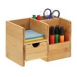 Organizator de birou/cosmetice, din bambus, 14 x 20,5 x 13 cm, Relaxdays