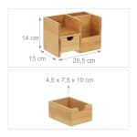 Organizator de birou/cosmetice, din bambus, 14 x 20,5 x 13 cm, Relaxdays - imagine 4