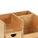 Organizator de birou/cosmetice, din bambus, 14 x 20,5 x 13 cm, Relaxdays - imagine 7