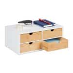 Organizator de birou cu 4 sertare, bambus, 14 x 33 x 21 cm