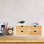 Organizator de birou cu 4 sertare, bambus, 14 x 33 x 21 cm - imagine 2