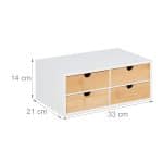 Organizator de birou cu 4 sertare, bambus, 14 x 33 x 21 cm - imagine 4