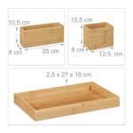 Set de birou, 3 organizatoare si o tavita, din bambus, 11,5 x 27 x 18 cm - imagine 5