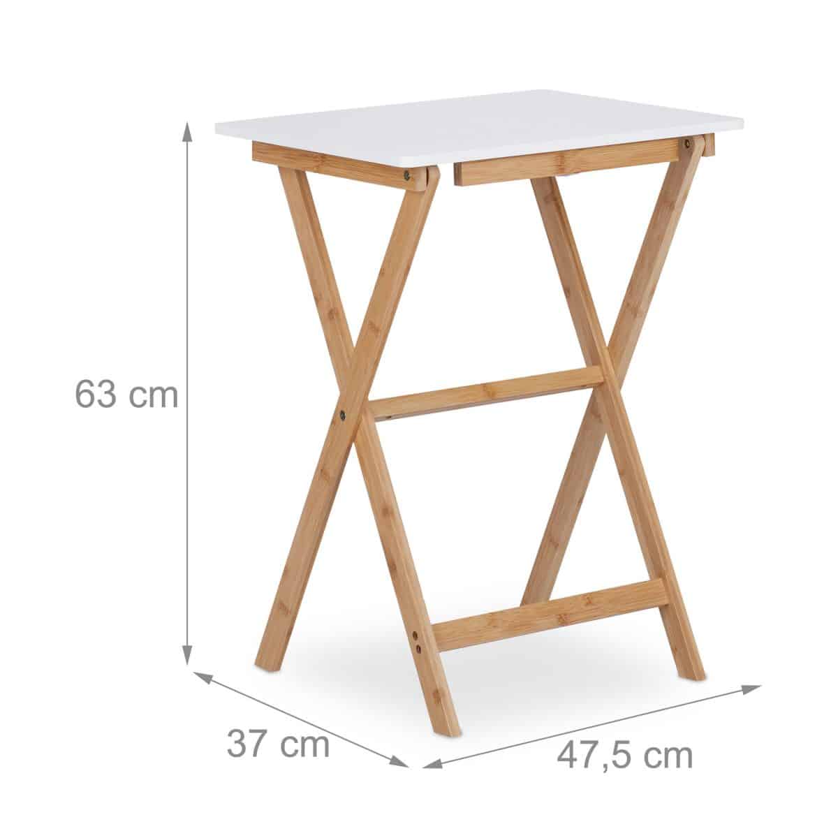Masuta de cafea, stil modern, 63 x 47,5 x 37 cm, bambus/MDF, alb/maro - imagine 6