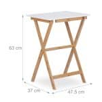 Masuta de cafea, stil modern, 63 x 47,5 x 37 cm, bambus/MDF, alb/maro - imagine 6