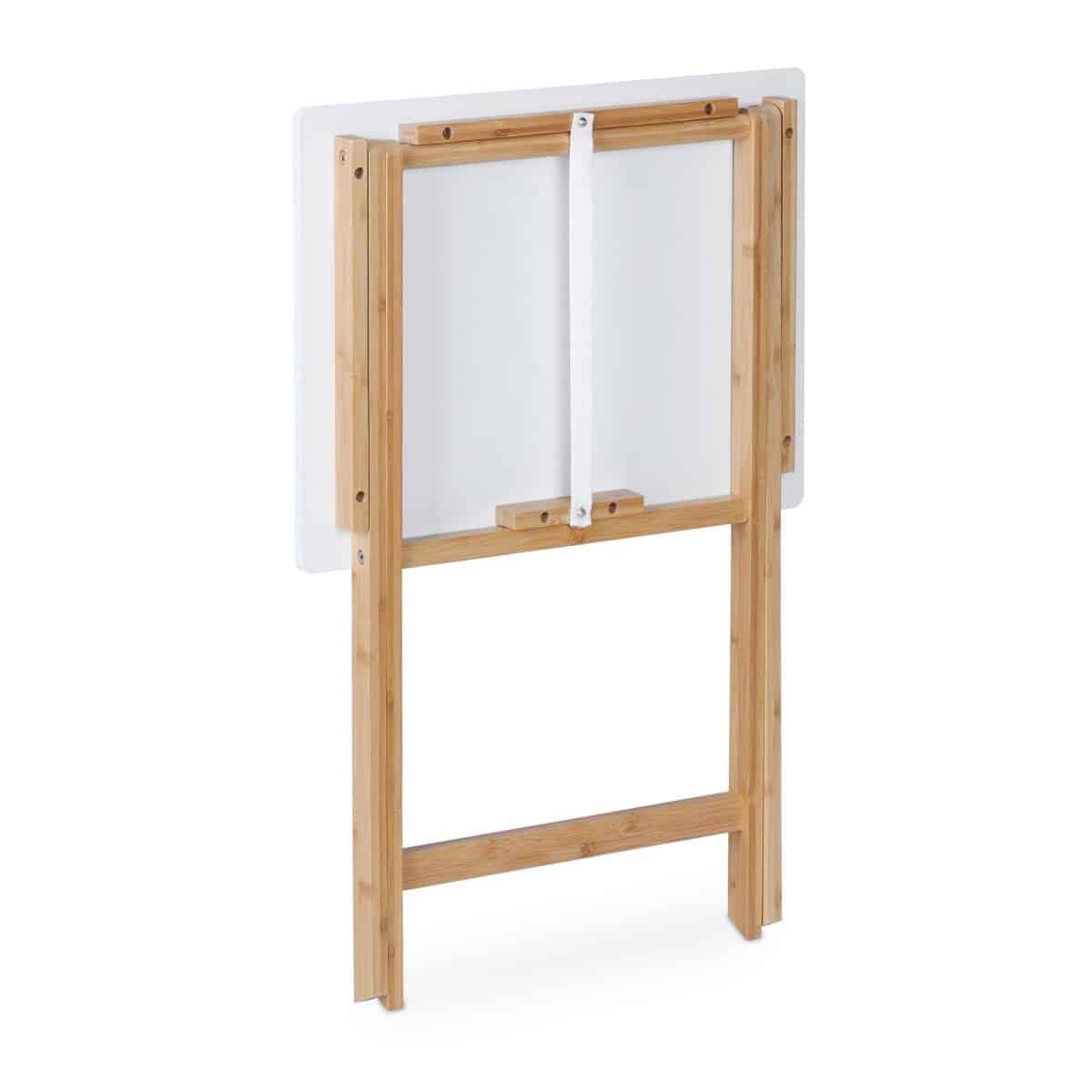 Masuta de cafea, stil modern, 63 x 47,5 x 37 cm, bambus/MDF, alb/maro - imagine 4