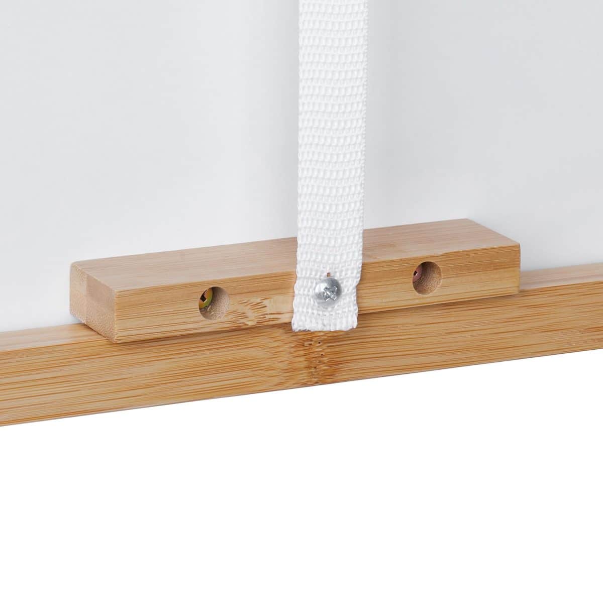 Masuta de cafea, stil modern, 63 x 47,5 x 37 cm, bambus/MDF, alb/maro - imagine 3