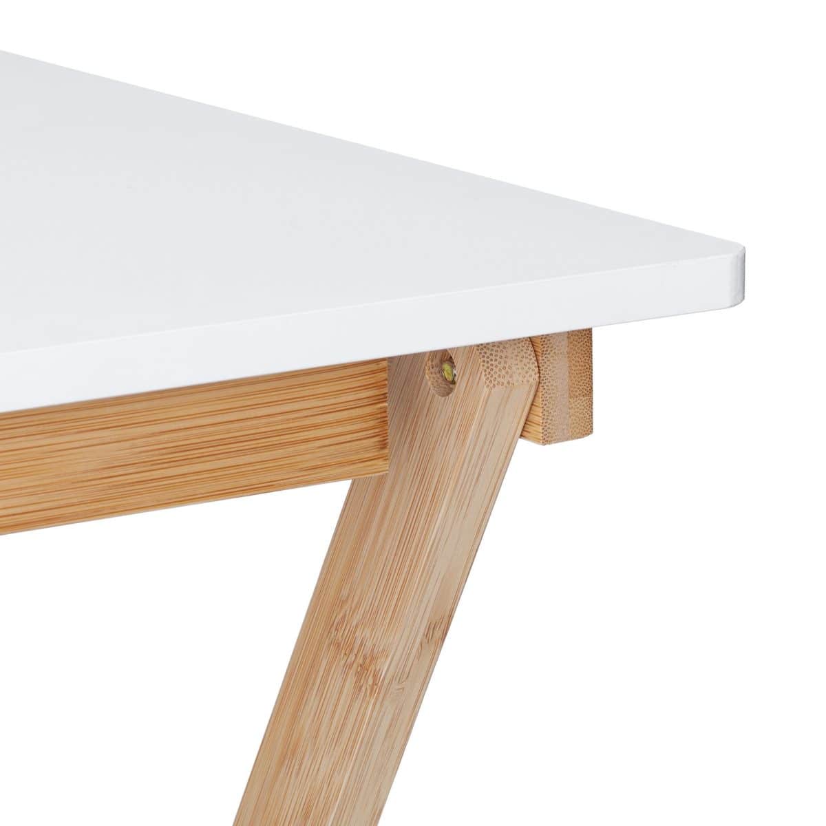 Masuta de cafea, stil modern, 63 x 47,5 x 37 cm, bambus/MDF, alb/maro - imagine 2