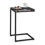 Masuta de cafea, stil modern, negru, sticla/otel,  60 x 40 x 40 cm