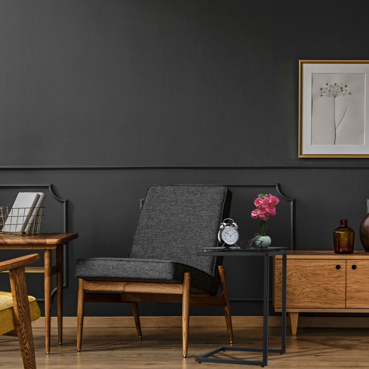 Masuta de cafea, stil modern, negru, sticla/otel,  60 x 40 x 40 cm - imagine 2