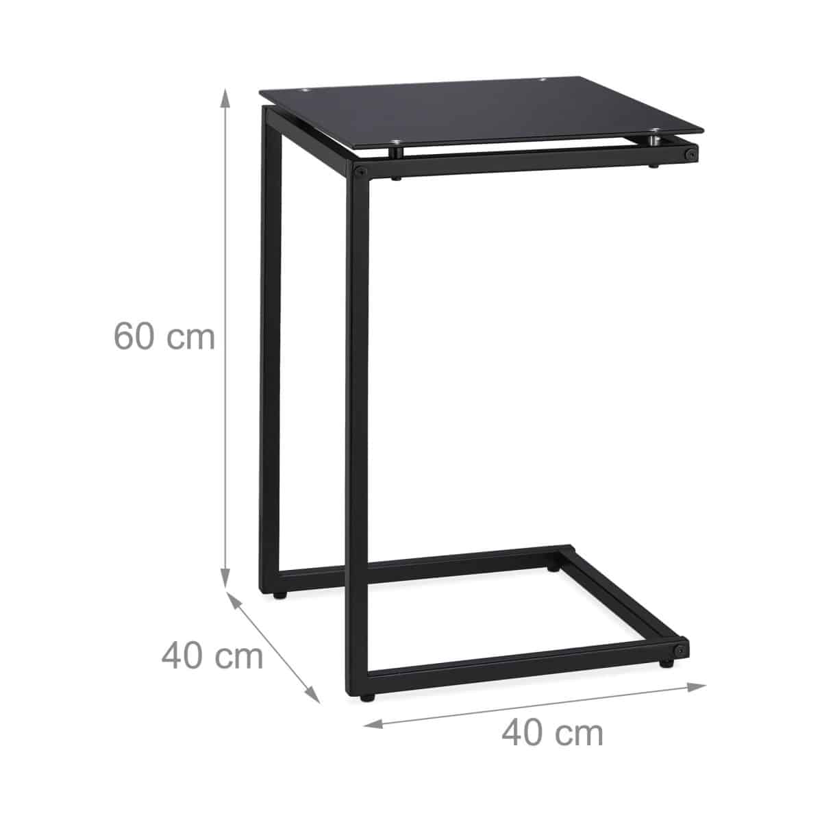 Masuta de cafea, stil modern, negru, sticla/otel,  60 x 40 x 40 cm - imagine 3