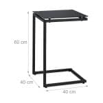 Masuta de cafea, stil modern, negru, sticla/otel,  60 x 40 x 40 cm - imagine 3