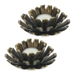 Set 2 suporturi lumanari, in forma de floare, maro, dimensiuni 6 x 13,5 cm