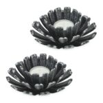 Set 2 suporturi lumanari, in forma de floare, alb/negru, dimensiuni 6 x 13,5 cm