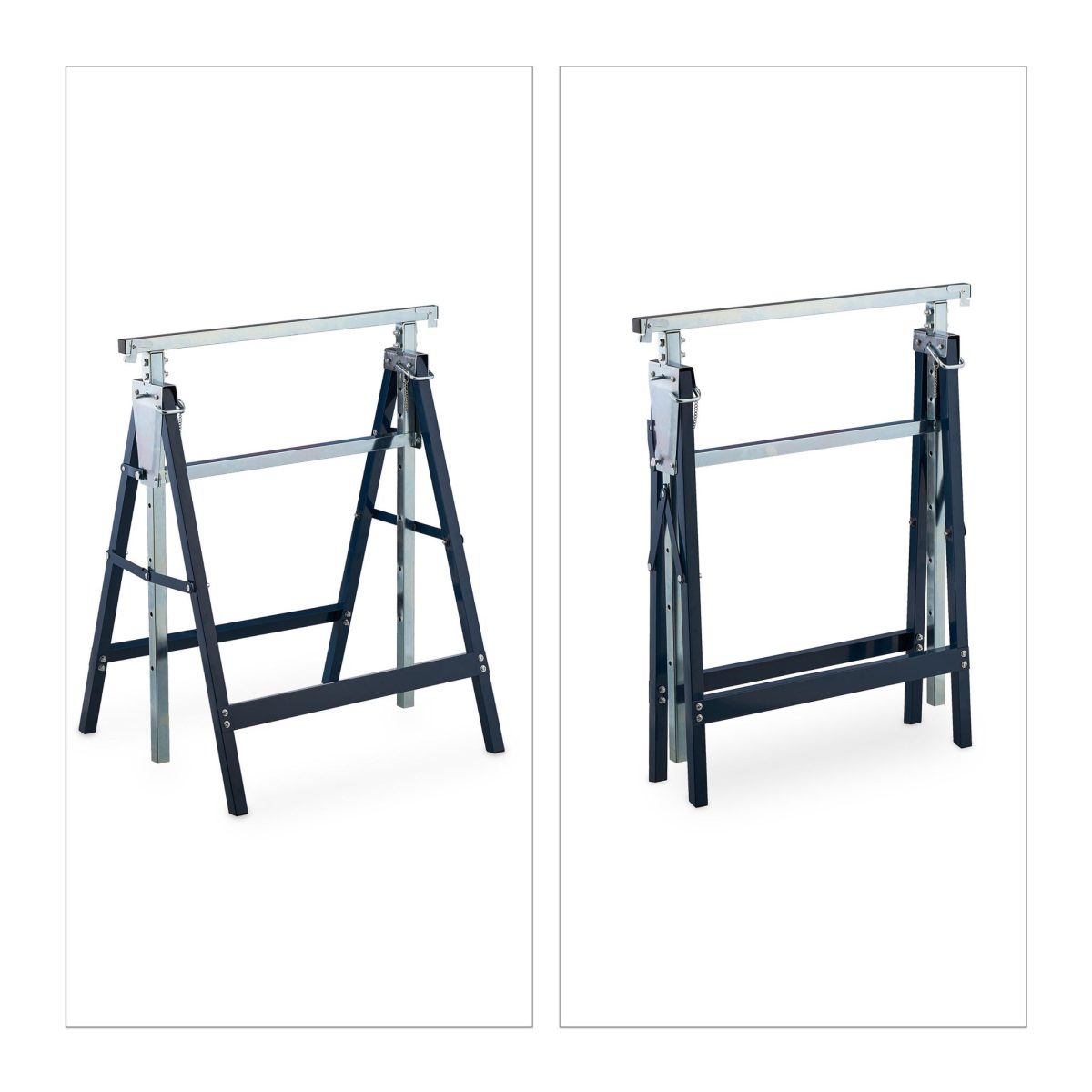 Set 2 staliere, pliabile, reglabile pe 7 inaltimi, capacitate 200 kg, Relaxdays - imagine 6