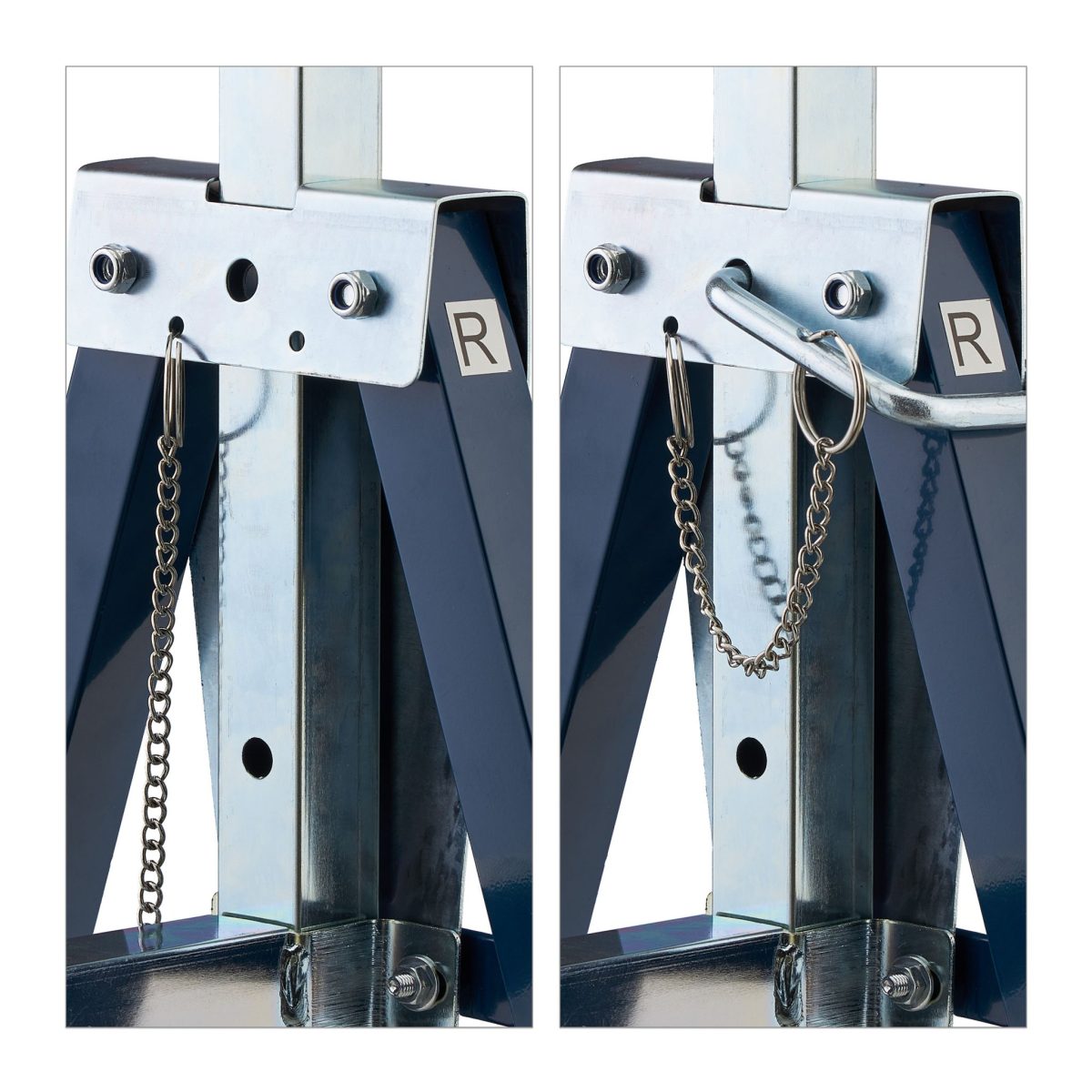 Set 2 staliere, pliabile, reglabile pe 7 inaltimi, capacitate 200 kg, Relaxdays - imagine 7