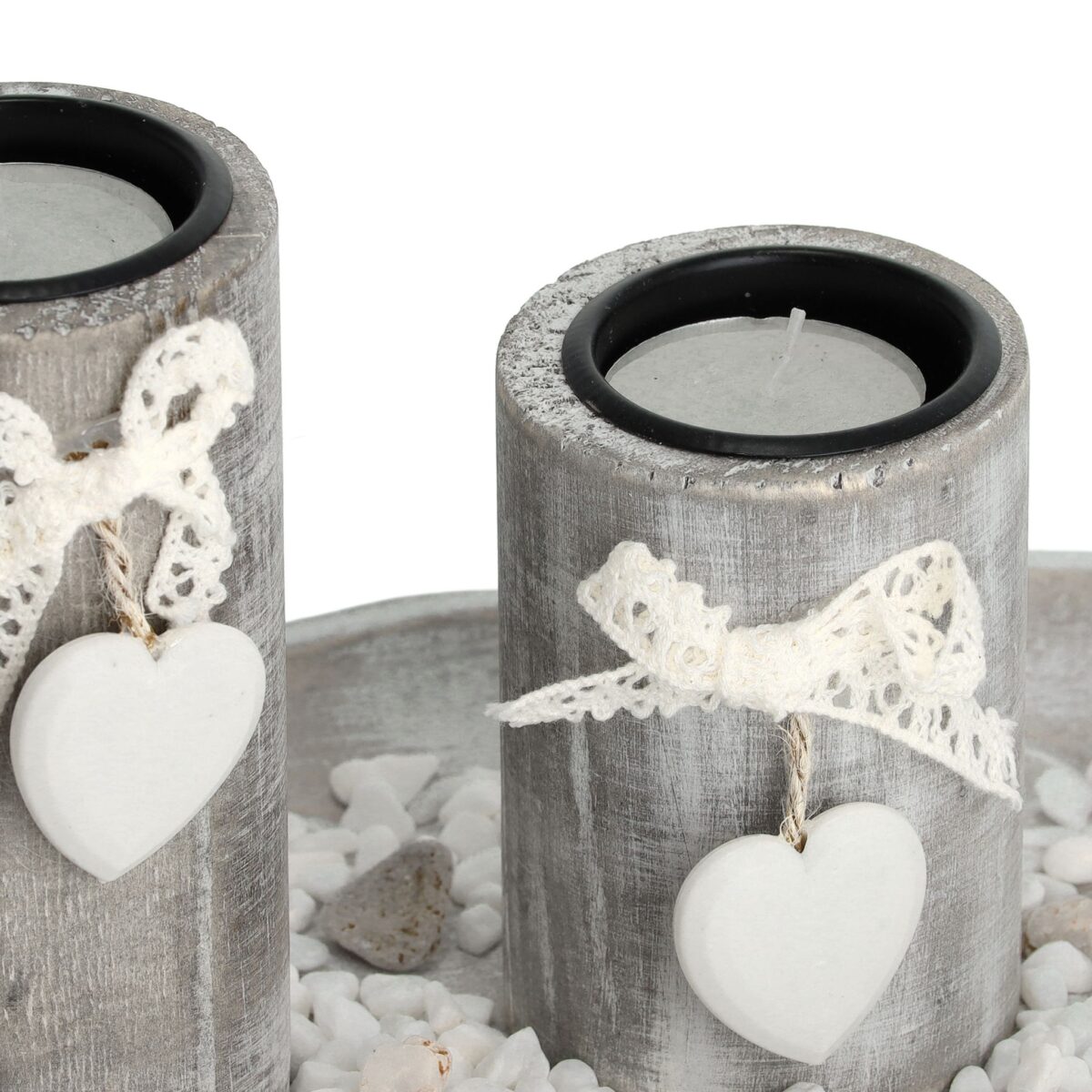 Set 3 suporturi lumanari, bej/alb, dimensiuni 12 x 50,5 x 18 cm, Relaxdays - imagine 6