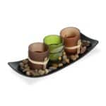 Set 3 suporturi lumanari, multicolor, dimensiuni 8 x 25,5 x 9,5 cm